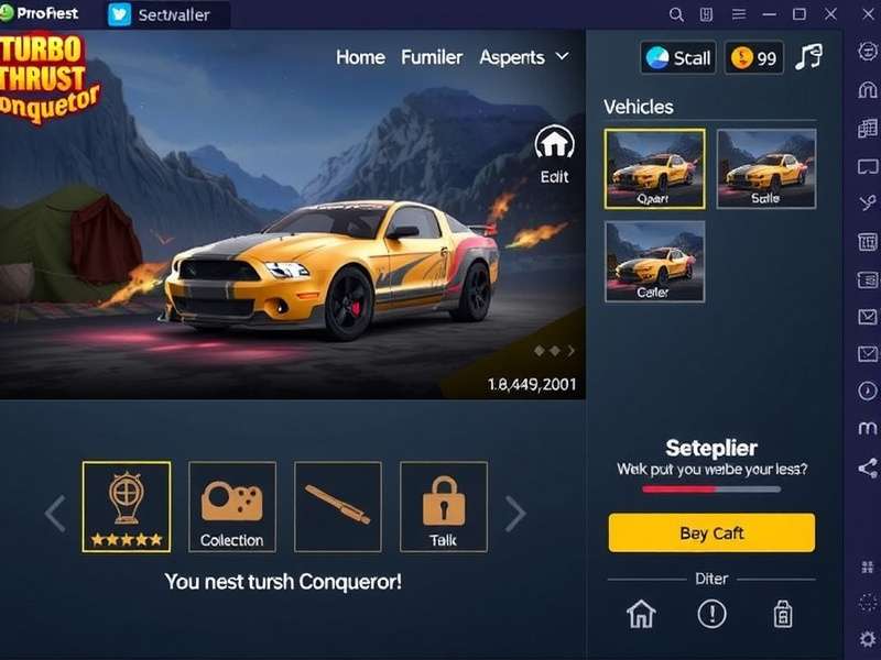 Turbo Thrust Conqueror vehicle customization screen